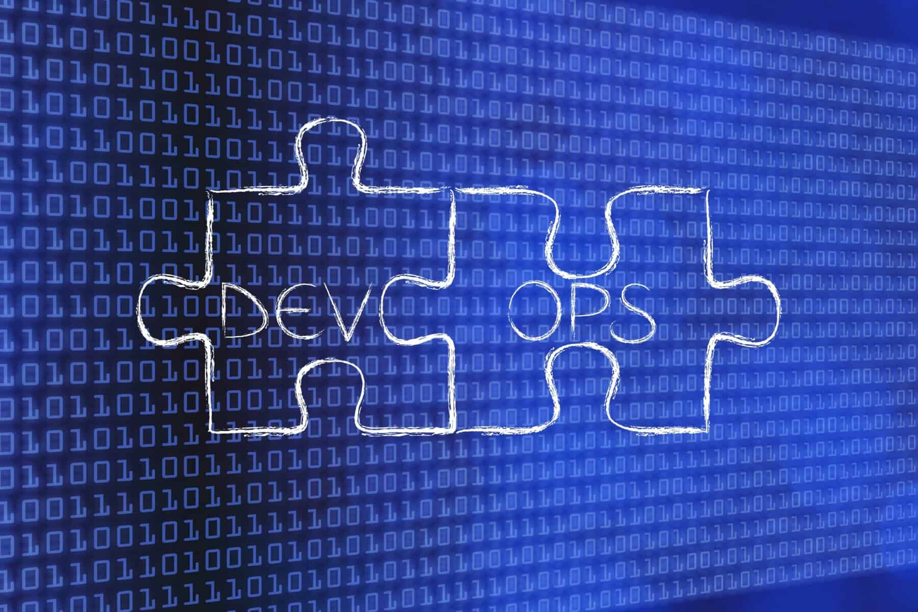 matching pieces of puzzle with text DevOps,