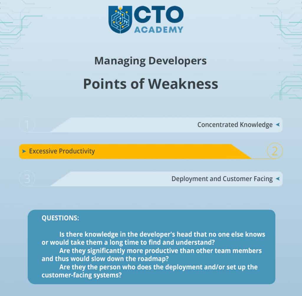 Recognizing points of weakness when managing developers - infographic