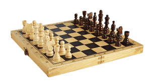 A chessboard with pieces where each piece represent a specific work personality relative to the role of the piece in the game of chess. It gives a clue whether a person has self-leadership abilities.