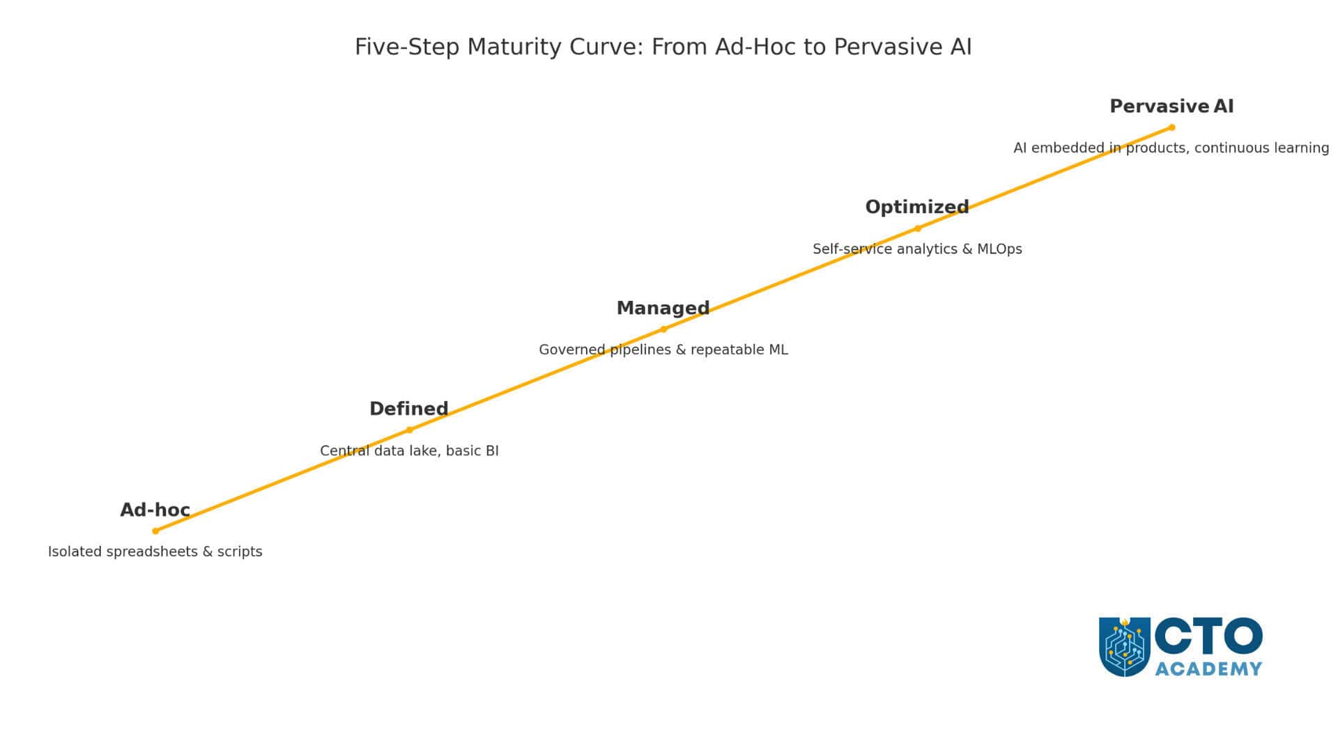 AI Five-Step Maturity Curve in Data Democratization Process - Infographic